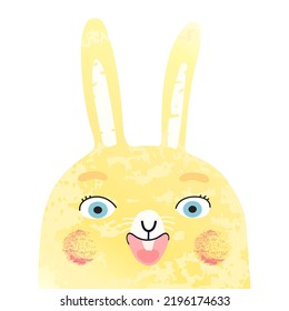 Vector Colorful Illustration of Cute Rabbit Isolated on White Background