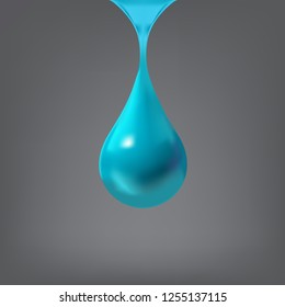 Vector Colorful Illustration a Drop on grey Background. Raindrop for rain illustration