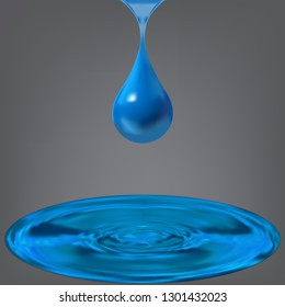 Vector Colorful Illustration a Drop on grey Background. Raindrop for rain illustration.