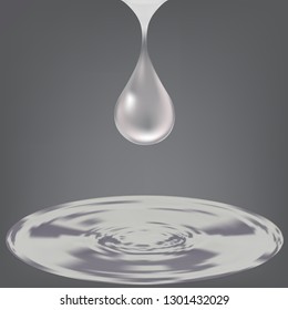 Vector Colorful Illustration a Drop on grey Background. Raindrop for rain illustration.