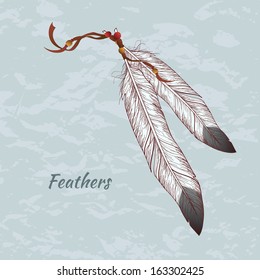 Vector colorful illustration of feathers