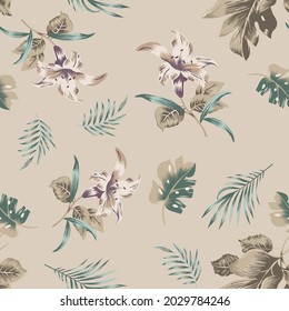 Vector colorful illustration of floral pattern.