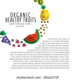 vector colorful illustration of colorful fruit template in flat design style with signature as template for restaurant or cafe menu, cocktail or smoothie recipes, print