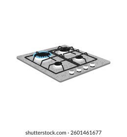 Vector Colorful Illustration of Gas Hob Isolated on White Background