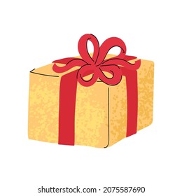 Vektorbunter Illustration von Geschenkbox einzeln auf weißem Hintergrund. Verwenden Sie es als Elemente für Design-Grußkarten, Poster, Karten, Verpackungspapierdesign