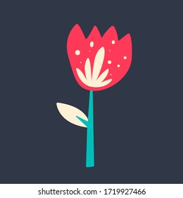 Vector colorful illustration. Graphic flowers and herbal elements for cards, posters, stickers and professional design. EPS 8.