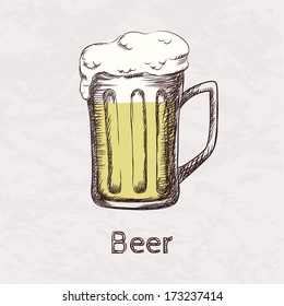 Vector Colorful Illustration Of Hand Drawn Sketch Of Beer Mug