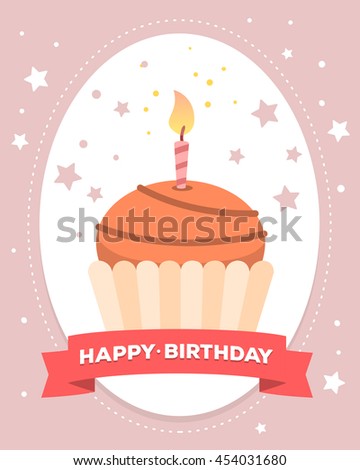 Vector Colorful Illustration Happy Birthday Template Stock Vector