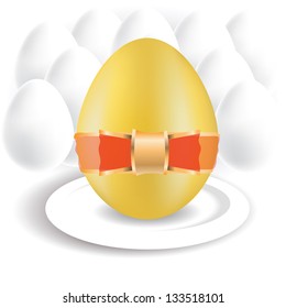 Vector Colorful Illustration with  Happy Easter Egg for Your Design.
