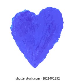 Dibujo vectorial colorido de la forma del corazón dibujado con pasteles tiza de color azul. Elementos para la tarjeta de saludo de diseño, afiche, banner, publicación en medios sociales, invitación, venta, folleto, otro diseño gráfico