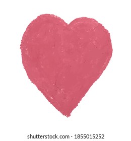 Vector colorful illustration of heart shape drawn with red colored chalk pastels. Elements for design greeting card, poster, banner, Social Media post, invitation, sale, brochure, other graphic design