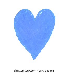 Vector colorful illustration of heart shape drawn with blue colored chalk pastels. Elements for design greeting card, poster, banner, Social Media post, invitation, sale, brochure, other graphic desig