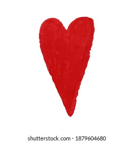 Vector colorful illustration of heart shape drawn with red colored chalk pastels. Elements for design greeting card, poster, banner, Social Media post, invitation, sale, brochure, other graphic design