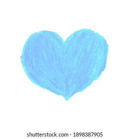 Vector colorful illustration of heart shape drawn with blue colored chalk pastels. Elements for design greeting card, poster, banner, Social Media post, invitation, sale, brochure, other graphic desig