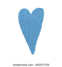 Vector colorful illustration of heart shape drawn with blue colored chalk pastel. Elements for design greeting card, poster, banner, Social Media post, invitation, sale, brochure, other graphic design