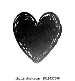 Vector colorful illustration of heart shape drawn with black colored chalk pastel. Element for design greeting card, poster, banner, Social Media post, invitation, sale, brochure, other graphic design
