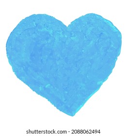 Vector colorful illustration of heart shape drawn with blue colored oil pastels. Elements for design greeting card, poster, banner, Social Media post, invitation, sale, brochure, other graphic design