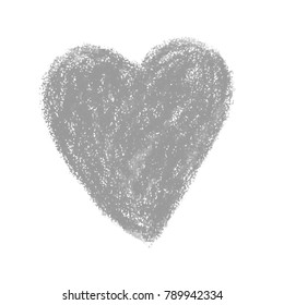 Vector colorful illustration heart shape drawn with red colored pencil child drew isolated on white background