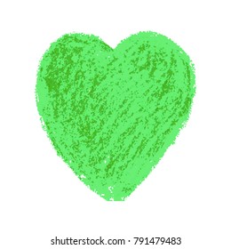Vector colorful illustration heart shape drawn with red colored pencil child drew isolated on white background