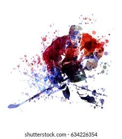 Vector colorful illustration of hockey player