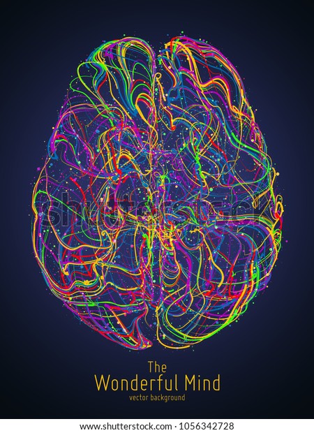 シナプスを持つ人間の脳のベクター画像のカラフルなイラスト アイデアの誕生 クリエイティブな想像 人工知能のコンセプト的なイメージ 網は脳 の構造を形成する 未来的なマインドスキャン のベクター画像素材 ロイヤリティフリー