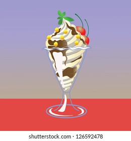 Vector Colorful Illustration with Ice Cream for Your Design.