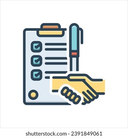 Vector colorful illustration icon for agreement