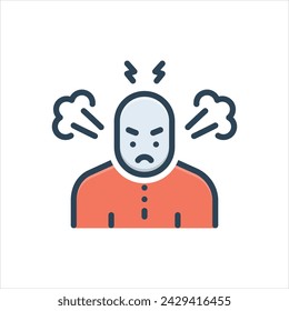 Vector colorful illustration icon for anger