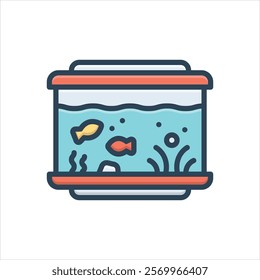 Vector colorful illustration icon for aquarium