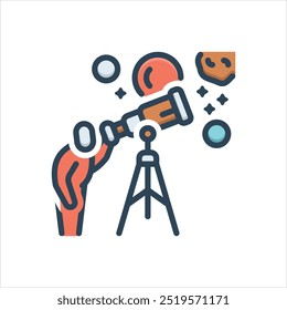 Vector colorful illustration icon for astronomer