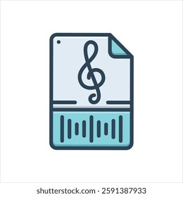 Vector colorful illustration icon for audio file