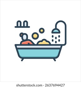 Vector colorful illustration icon for bath