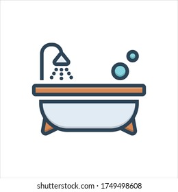 Vector colorful illustration icon for bathtub