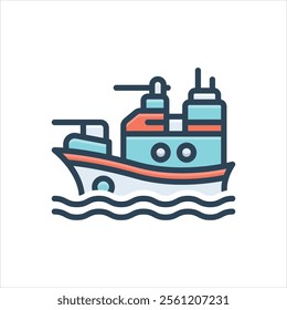 Vector colorful illustration icon for battleship