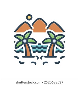 Ícone de ilustração colorido vetorial para praia