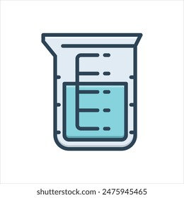 Icono de ilustración colorida de Vector para vaso de precipitados