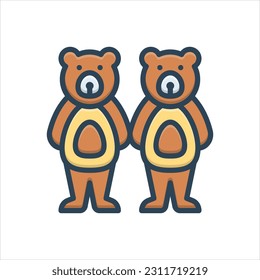 Icono de ilustración de color vectorial para osos