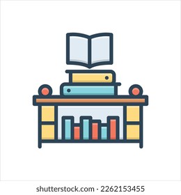 Vector colorful illustration icon for bibliography