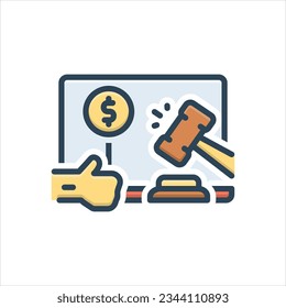 Vector colorful illustration icon for bid