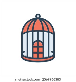 Vector colorful illustration icon for bird cage