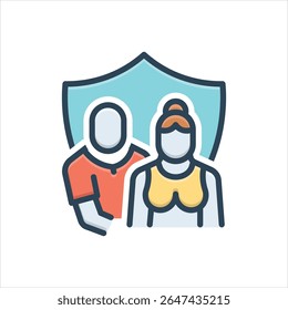 Vector colorful illustration icon for bond of protection