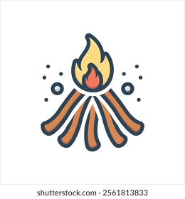 Vector colorful illustration icon for bonfire