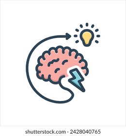 Icono de ilustración colorida vectorial para lluvia de ideas
