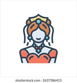 Vector colorful illustration icon for bride