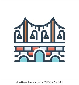 Vector colorful illustration icon for bridges