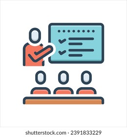 Icono de ilustración de color vectorial para sesión de información