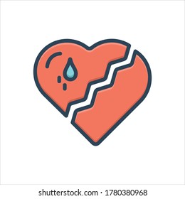 Vector colorful  illustration icon for broken heart