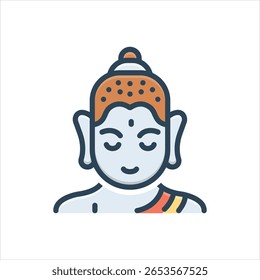 Ícone de ilustração colorido vetorial para buddha purnima
