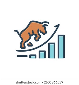 Vector colorful illustration icon for bull market