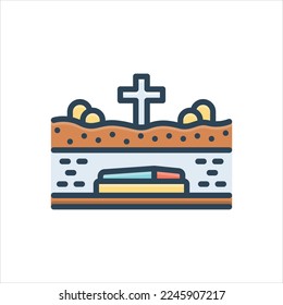 Vector colorful illustration icon for buried